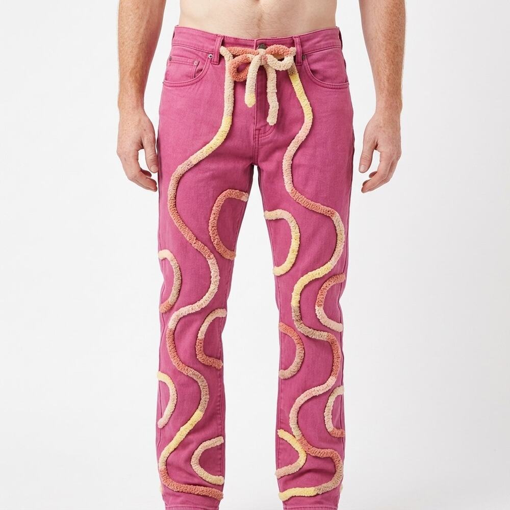 Reelistik NYC Cotton Blend Pink Stretch Jeans Men Size 32
